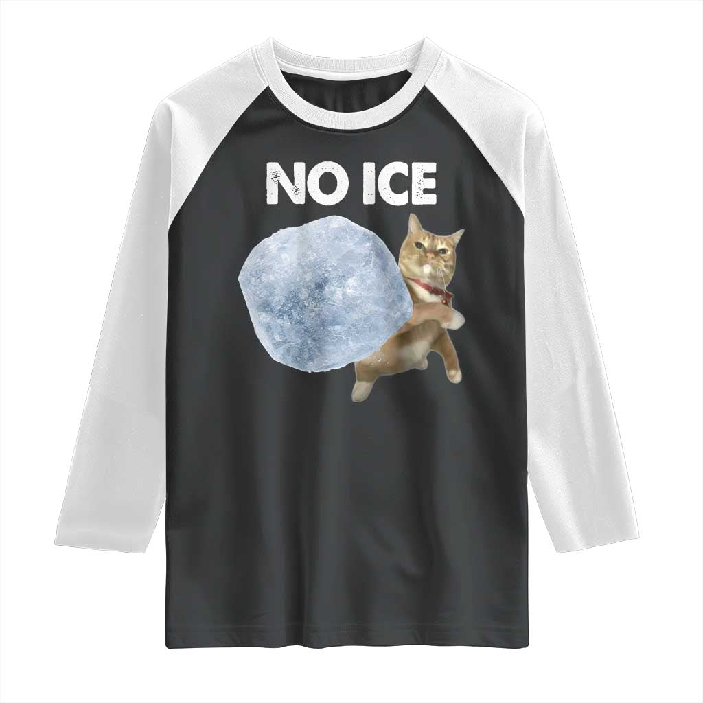 No Ice Raglan Shirt Funny Cat Meme Subtle FDT Political Satire