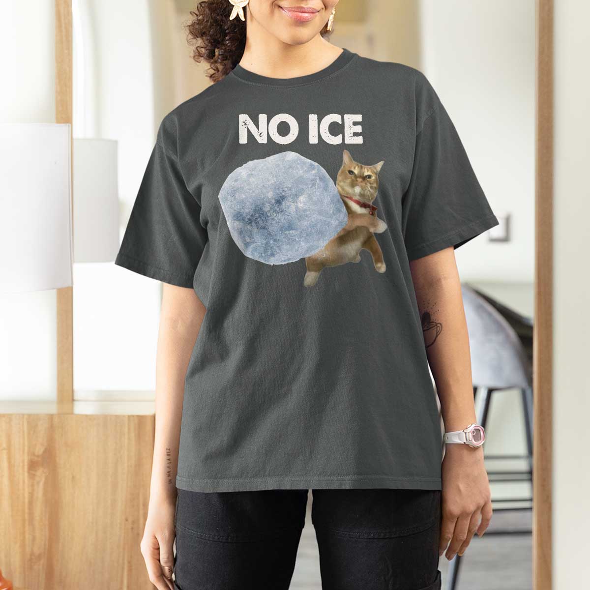 No Ice T Shirt For Women Funny Cat Meme Subtle FDT Political Satire