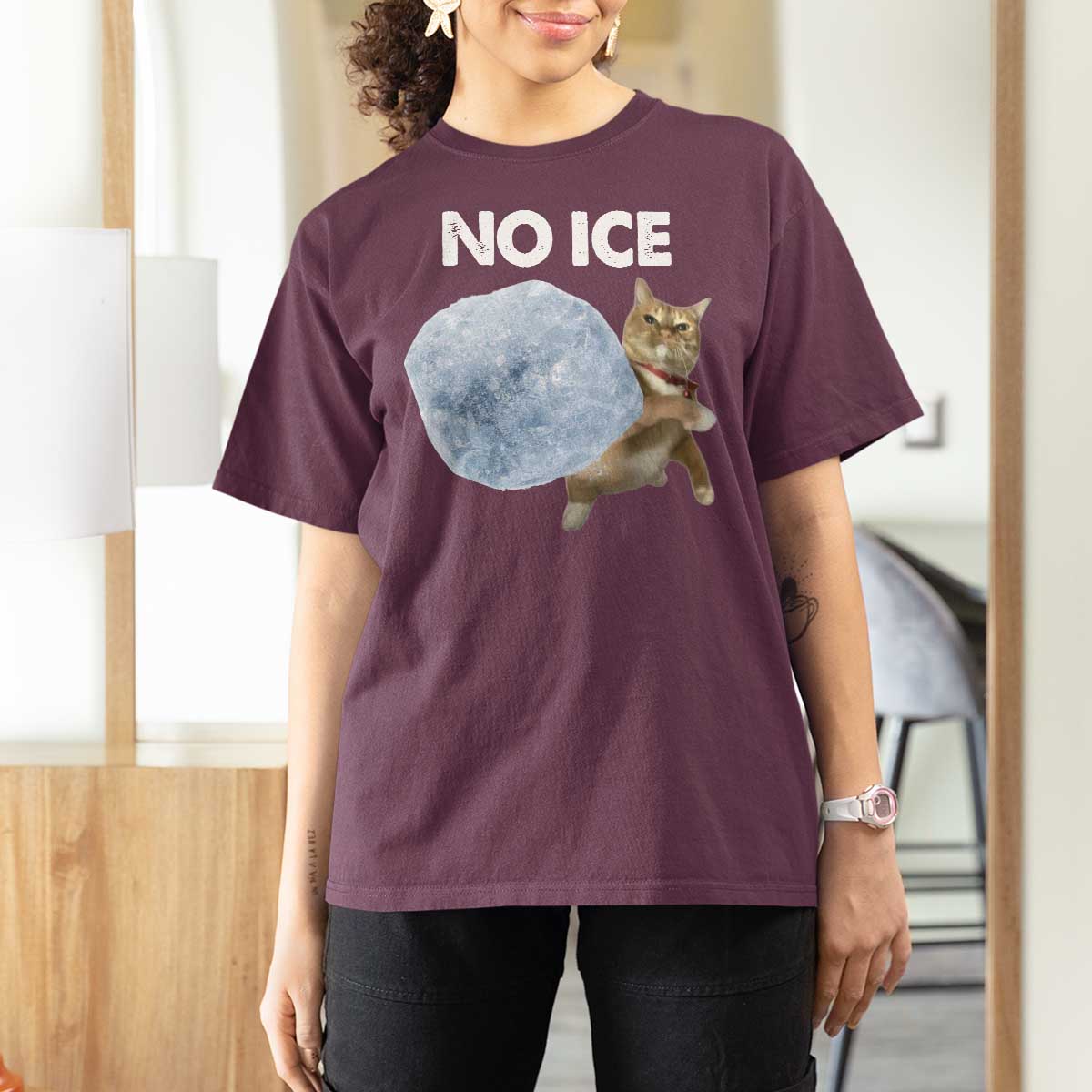 No Ice T Shirt For Women Funny Cat Meme Subtle FDT Political Satire