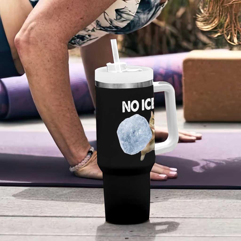 No Ice Tumbler With Handle Funny Cat Meme Subtle FDT Political Satire