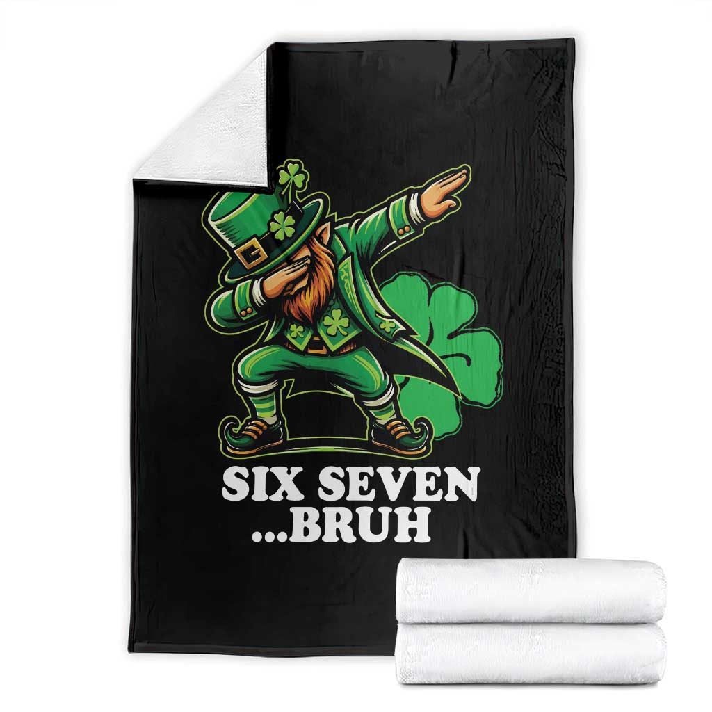 St Patricks Day Six Seven Bruh Throw Blanket Leprechaun 67 Meme Irish Ireland Lucky Shamrocks