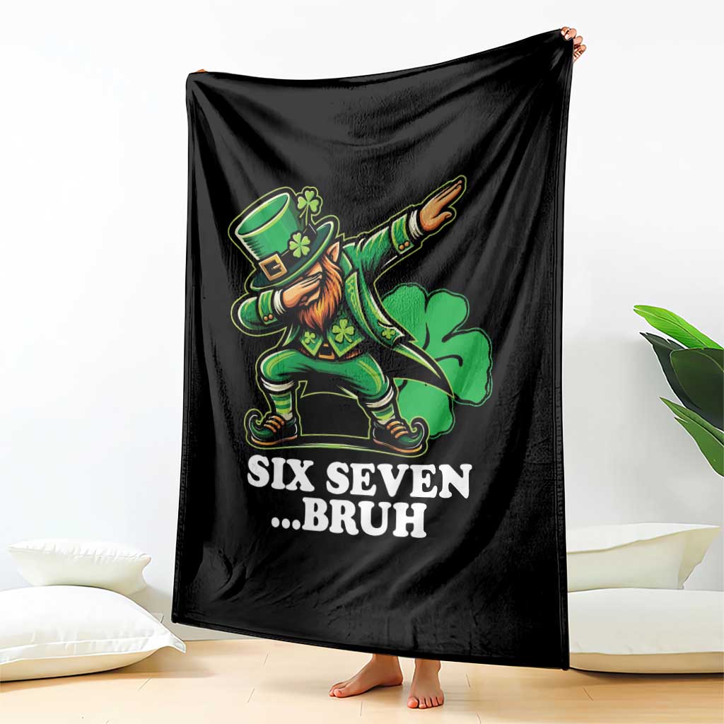 St Patricks Day Six Seven Bruh Throw Blanket Leprechaun 67 Meme Irish Ireland Lucky Shamrocks