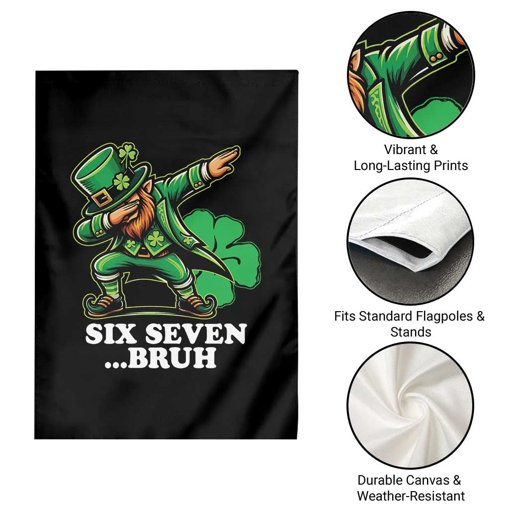 St Patricks Day Six Seven Bruh Garden Flag Leprechaun 67 Meme Irish Ireland Lucky Shamrocks