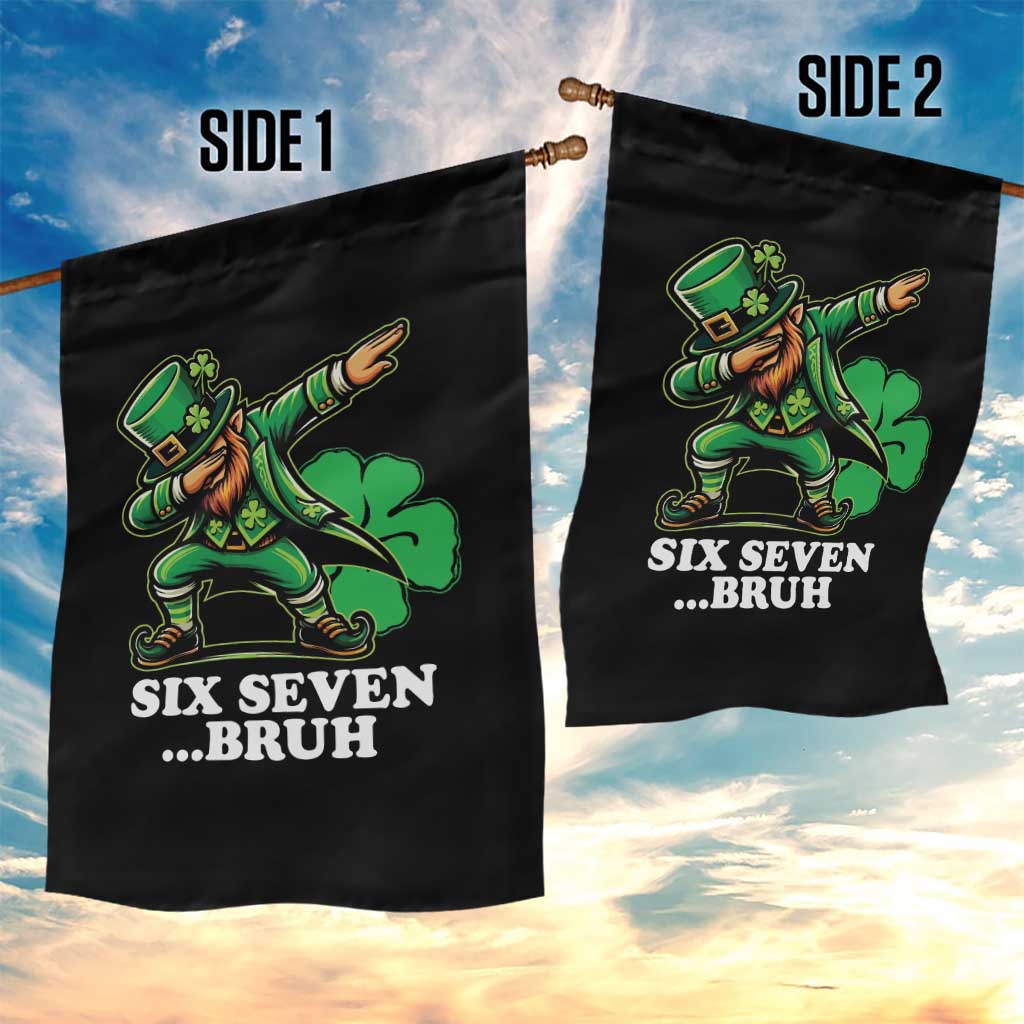St Patricks Day Six Seven Bruh Garden Flag Leprechaun 67 Meme Irish Ireland Lucky Shamrocks