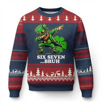 St Patricks Day Six Seven Bruh Ugly Christmas Sweater Leprechaun 67 Meme Irish Ireland Lucky Shamrocks
