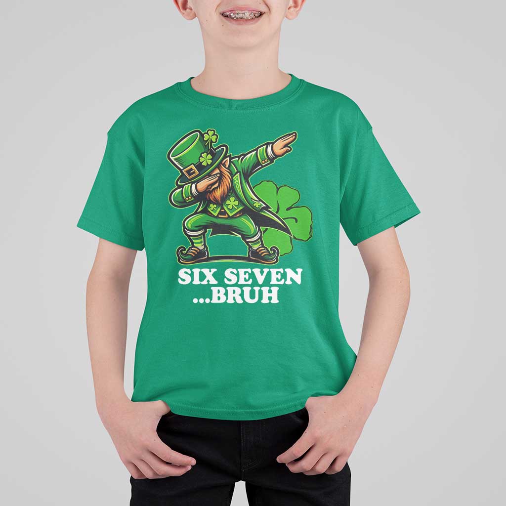 St Patricks Day Six Seven Bruh T Shirt For Kid Leprechaun 67 Meme Irish Ireland Lucky Shamrocks