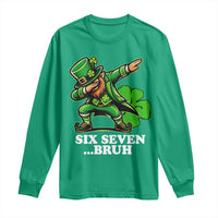St Patricks Day Six Seven Bruh Long Sleeve Shirt Leprechaun 67 Meme Irish Ireland Lucky Shamrocks