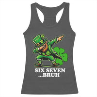 St Patricks Day Six Seven Bruh Racerback Tank Top Leprechaun 67 Meme Irish Ireland Lucky Shamrocks