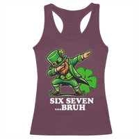 St Patricks Day Six Seven Bruh Racerback Tank Top Leprechaun 67 Meme Irish Ireland Lucky Shamrocks
