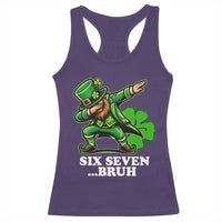 St Patricks Day Six Seven Bruh Racerback Tank Top Leprechaun 67 Meme Irish Ireland Lucky Shamrocks