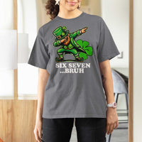 St Patricks Day Six Seven Bruh T Shirt For Women Leprechaun 67 Meme Irish Ireland Lucky Shamrocks