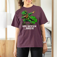 St Patricks Day Six Seven Bruh T Shirt For Women Leprechaun 67 Meme Irish Ireland Lucky Shamrocks