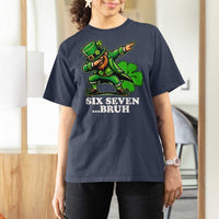 St Patricks Day Six Seven Bruh T Shirt For Women Leprechaun 67 Meme Irish Ireland Lucky Shamrocks
