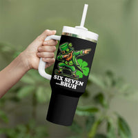 St Patricks Day Six Seven Bruh Tumbler With Handle Leprechaun 67 Meme Irish Ireland Lucky Shamrocks