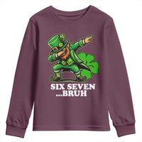 St Patricks Day Six Seven Bruh Youth Sweatshirt Leprechaun 67 Meme Irish Ireland Lucky Shamrocks