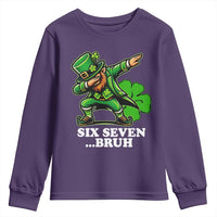 St Patricks Day Six Seven Bruh Youth Sweatshirt Leprechaun 67 Meme Irish Ireland Lucky Shamrocks