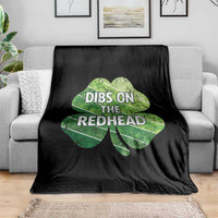 Funny Irish St Patricks Day Dibs On The Redhead Throw Blanket Retro Vintage Lucky Shamrock