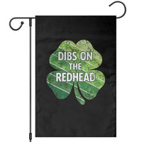 Funny Irish St Patricks Day Dibs On The Redhead Garden Flag Retro Vintage Lucky Shamrock