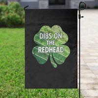 Funny Irish St Patricks Day Dibs On The Redhead Garden Flag Retro Vintage Lucky Shamrock