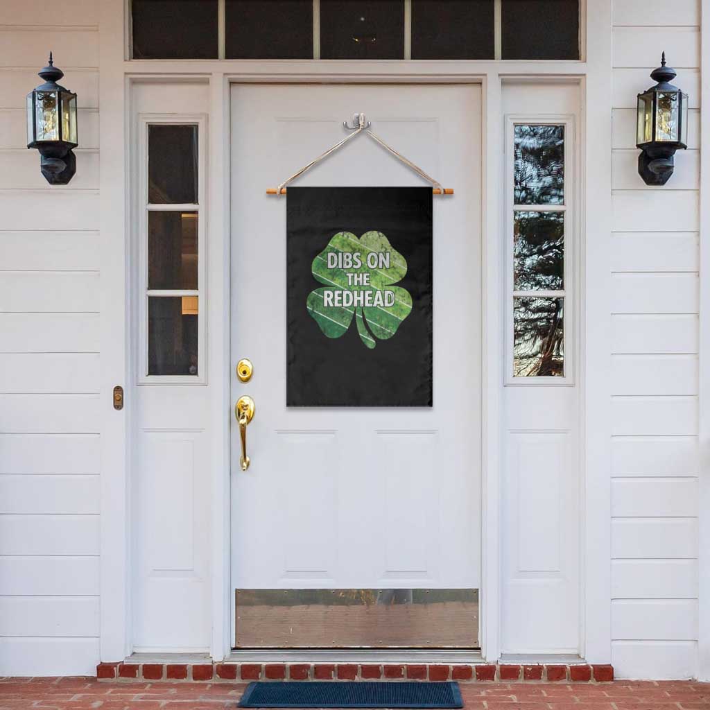 Funny Irish St Patricks Day Dibs On The Redhead Garden Flag Retro Vintage Lucky Shamrock