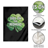 Funny Irish St Patricks Day Dibs On The Redhead Garden Flag Retro Vintage Lucky Shamrock