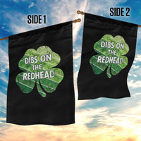 Funny Irish St Patricks Day Dibs On The Redhead Garden Flag Retro Vintage Lucky Shamrock