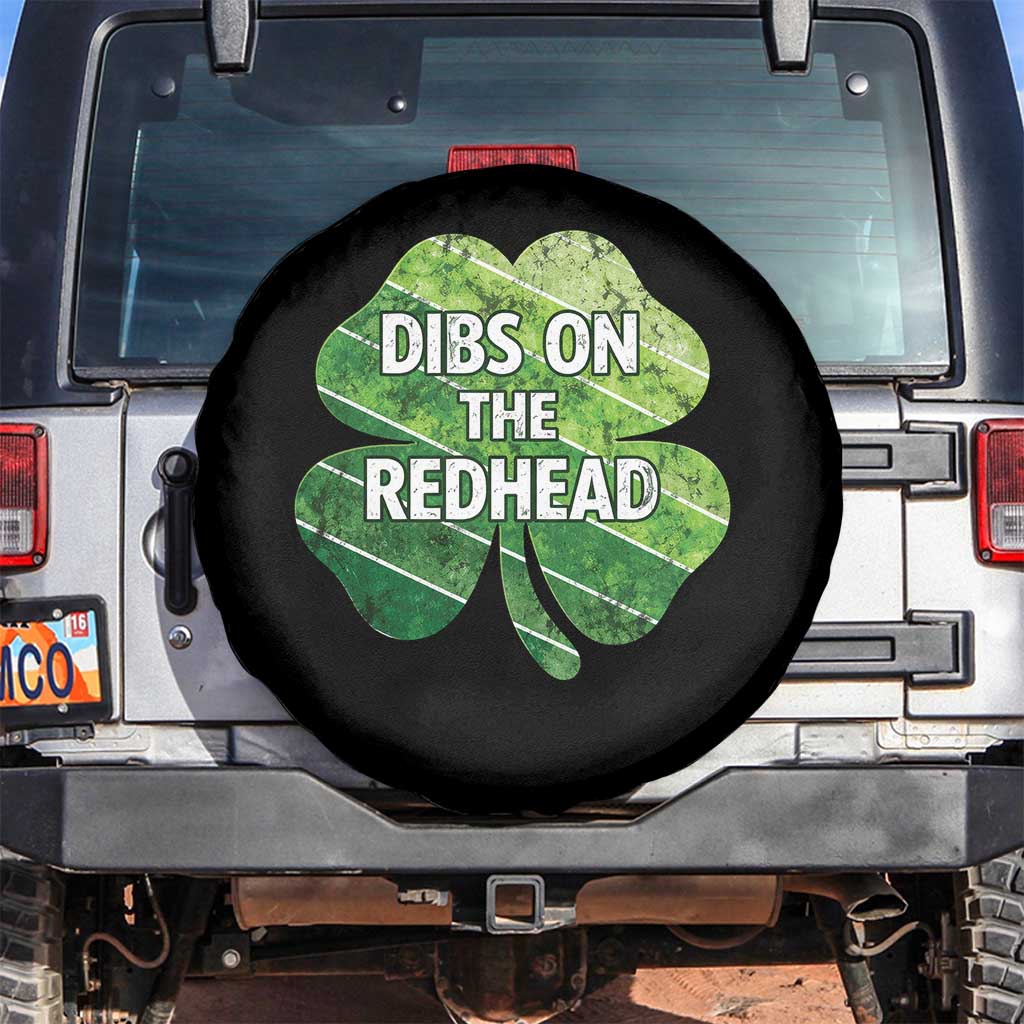 Funny Irish St Patricks Day Dibs On The Redhead Spare Tire Cover Retro Vintage Lucky Shamrock