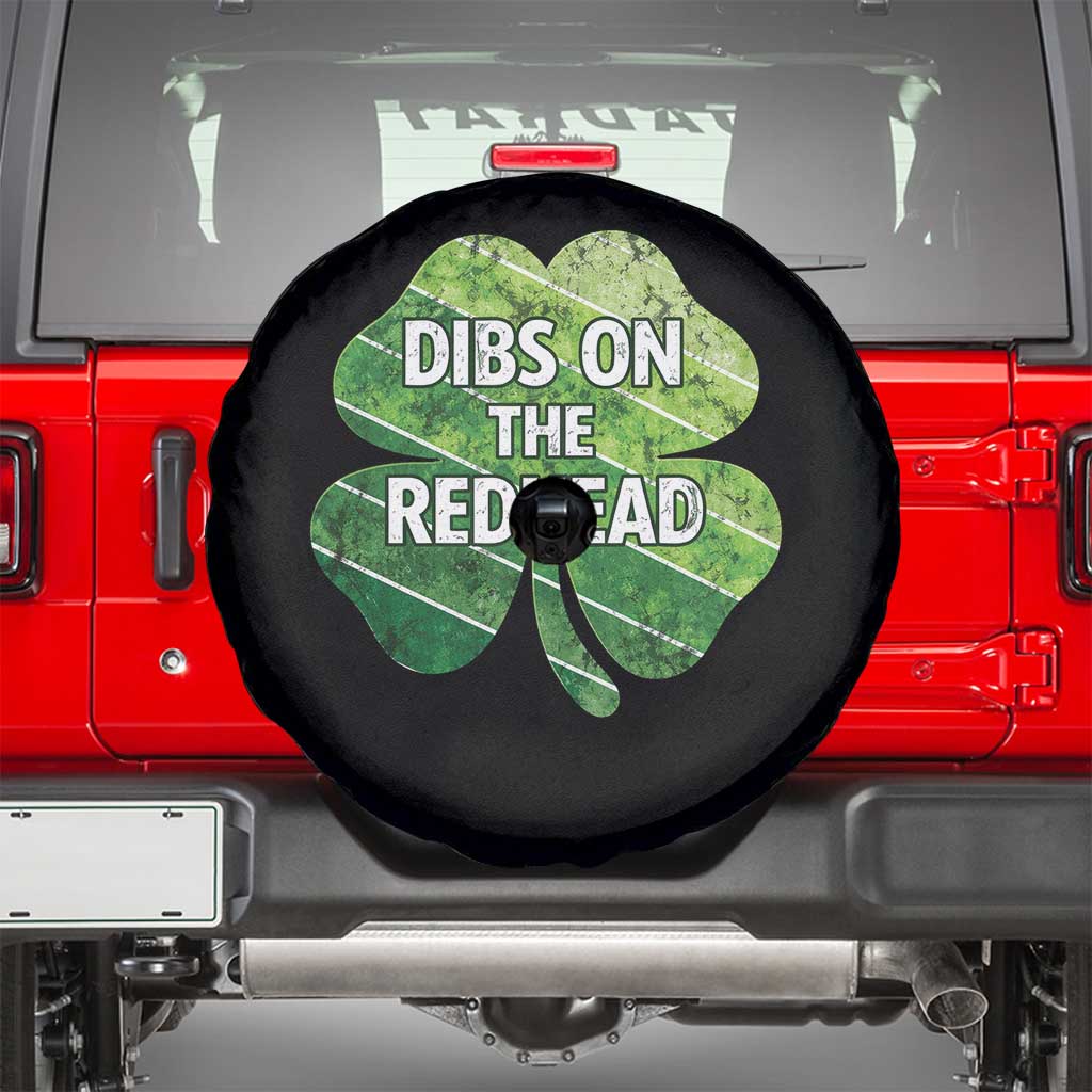 Funny Irish St Patricks Day Dibs On The Redhead Spare Tire Cover Retro Vintage Lucky Shamrock