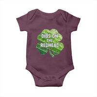 Funny Irish St Patricks Day Dibs On The Redhead Baby Onesie Retro Vintage Lucky Shamrock