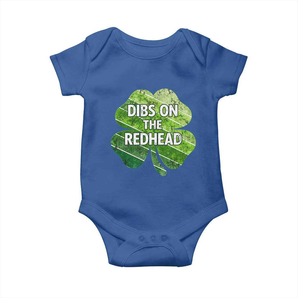 Funny Irish St Patricks Day Dibs On The Redhead Baby Onesie Retro Vintage Lucky Shamrock