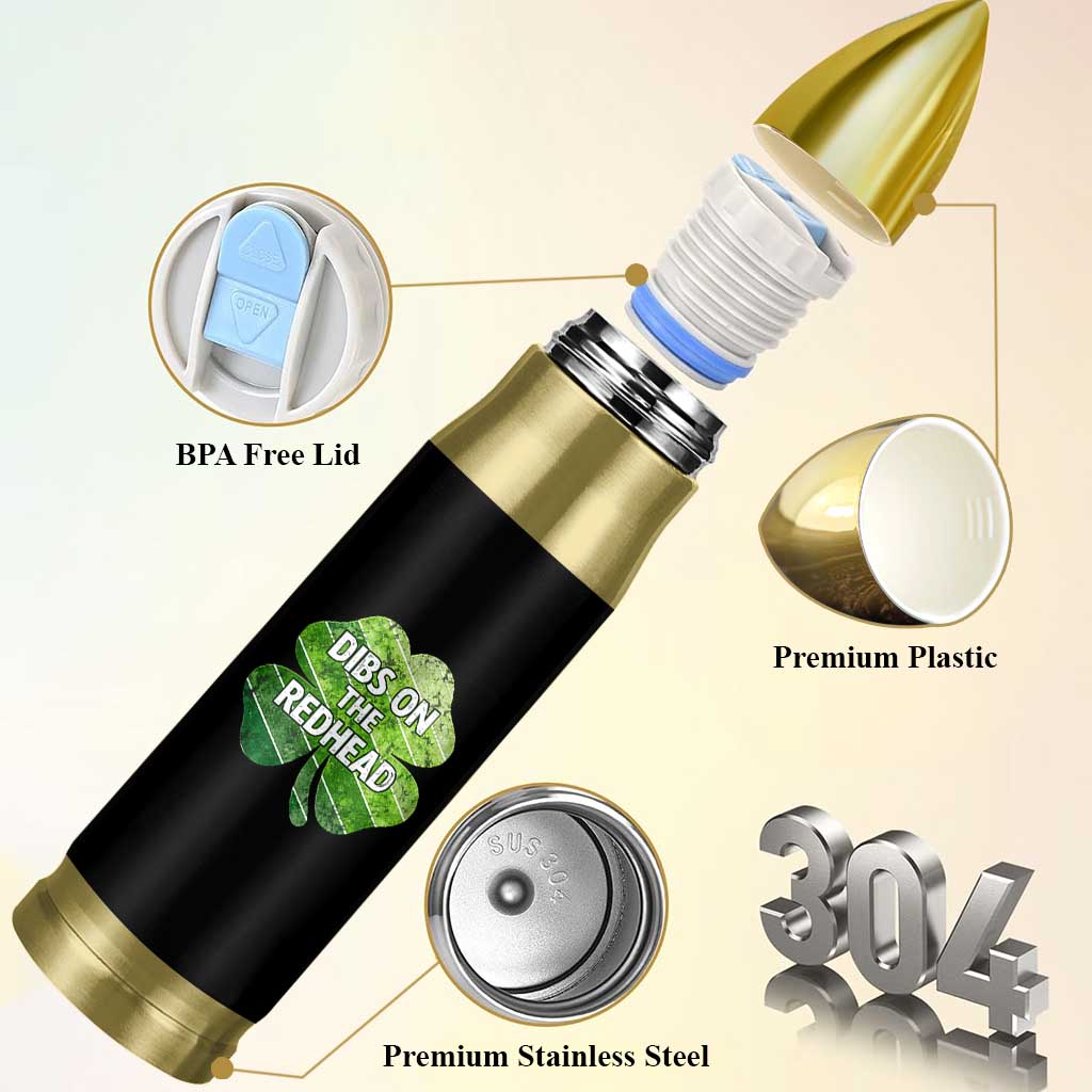 Funny Irish St Patricks Day Dibs On The Redhead Bullet Tumbler Retro Vintage Lucky Shamrock