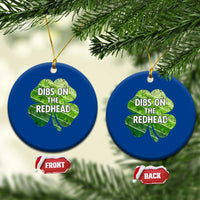 Funny Irish St Patricks Day Dibs On The Redhead Ceramic Ornament Retro Vintage Lucky Shamrock