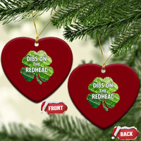 Funny Irish St Patricks Day Dibs On The Redhead Ceramic Ornament Retro Vintage Lucky Shamrock