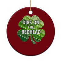Funny Irish St Patricks Day Dibs On The Redhead Ceramic Ornament Retro Vintage Lucky Shamrock