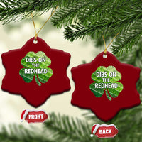Funny Irish St Patricks Day Dibs On The Redhead Ceramic Ornament Retro Vintage Lucky Shamrock