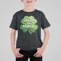 Funny Irish St Patricks Day Dibs On The Redhead T Shirt For Kid Retro Vintage Lucky Shamrock