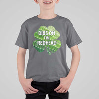 Funny Irish St Patricks Day Dibs On The Redhead T Shirt For Kid Retro Vintage Lucky Shamrock