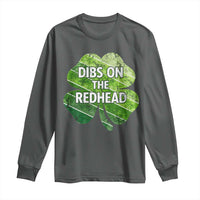 Funny Irish St Patricks Day Dibs On The Redhead Long Sleeve Shirt Retro Vintage Lucky Shamrock