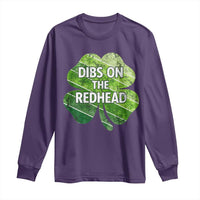 Funny Irish St Patricks Day Dibs On The Redhead Long Sleeve Shirt Retro Vintage Lucky Shamrock