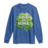 Funny Irish St Patricks Day Dibs On The Redhead Long Sleeve Shirt Retro Vintage Lucky Shamrock