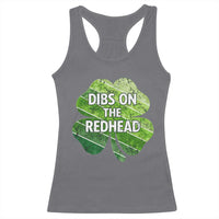 Funny Irish St Patricks Day Dibs On The Redhead Racerback Tank Top Retro Vintage Lucky Shamrock