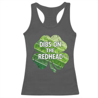 Funny Irish St Patricks Day Dibs On The Redhead Racerback Tank Top Retro Vintage Lucky Shamrock