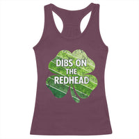 Funny Irish St Patricks Day Dibs On The Redhead Racerback Tank Top Retro Vintage Lucky Shamrock