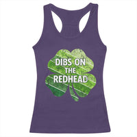 Funny Irish St Patricks Day Dibs On The Redhead Racerback Tank Top Retro Vintage Lucky Shamrock