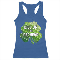 Funny Irish St Patricks Day Dibs On The Redhead Racerback Tank Top Retro Vintage Lucky Shamrock