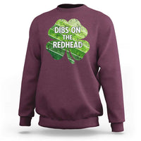 Funny Irish St Patricks Day Dibs On The Redhead Sweatshirt Retro Vintage Lucky Shamrock