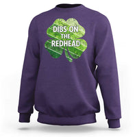 Funny Irish St Patricks Day Dibs On The Redhead Sweatshirt Retro Vintage Lucky Shamrock