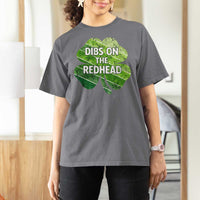 Funny Irish St Patricks Day Dibs On The Redhead T Shirt For Women Retro Vintage Lucky Shamrock