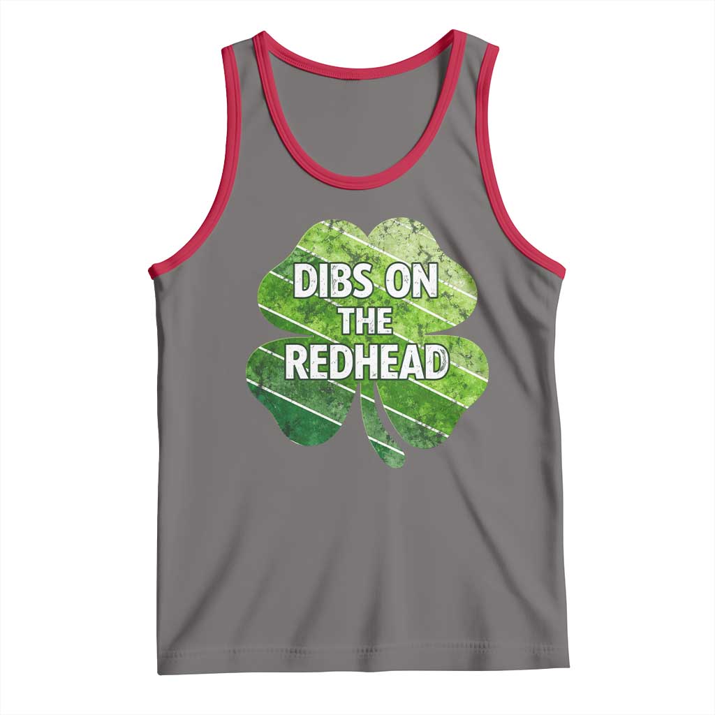 Funny Irish St Patricks Day Dibs On The Redhead Tank Top Retro Vintage Lucky Shamrock