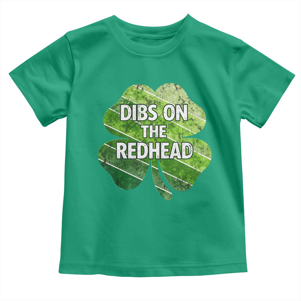 Funny Irish St Patricks Day Dibs On The Redhead Toddler T Shirt Retro Vintage Lucky Shamrock